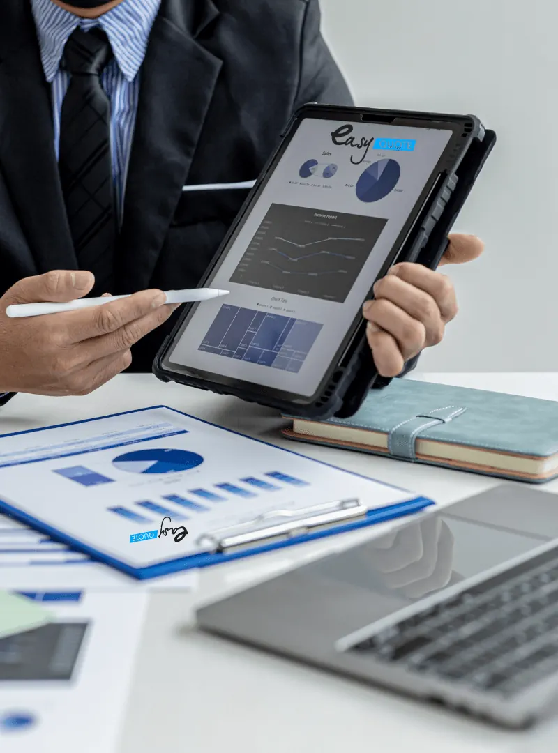 Sales manager reviewing lead status on a computer